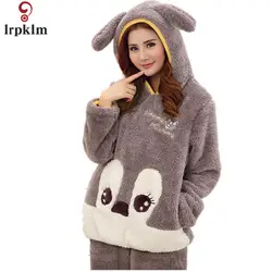 Пижамы с капюшоном пижамы для женщин kigurumi комплект зимние теплые утолщение фланель характер плюшевый пуловер SY378