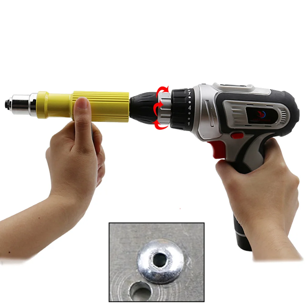

Electric Rivet Nut Gun Cordless Riveting Drill Adaptor Insert Nut Tool Riveting Drill Adapter 2.4mm-4.8mm Riveting Tool