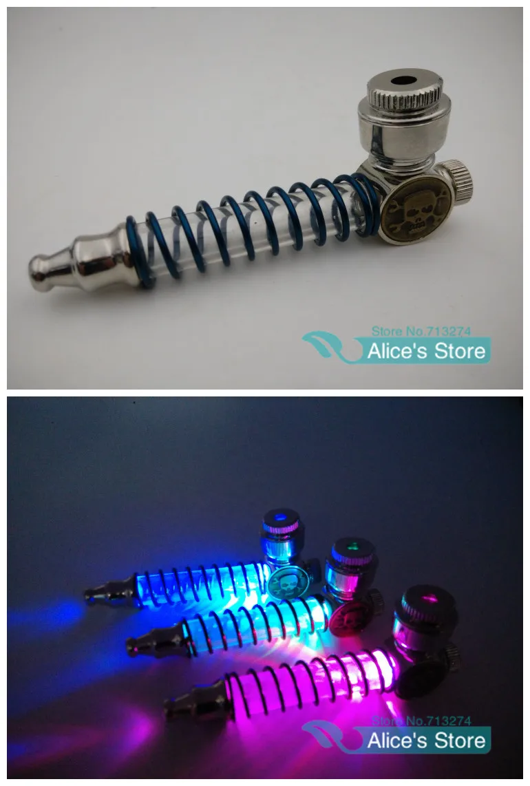 MINI Pipe Metal Smoking Pipe Weed Pipe Smoke With LED Flash Light +Lid