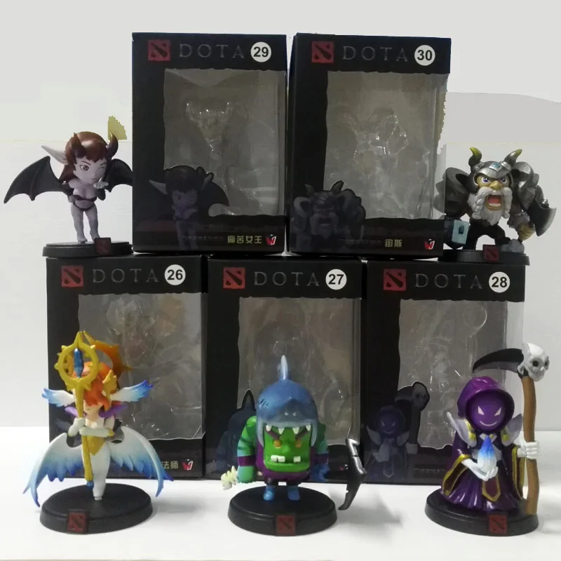  5pcs/set DOTA 2 Game Queen of pain Model Zeus Tidehunter Skywrath Mage Death Model Decoration Boxed