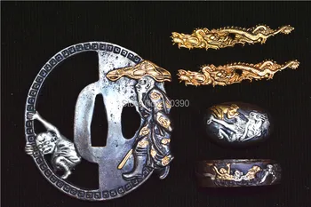 

A Set Copper Tsuba For Japanese Samurai Katana Sword Fittings Excellent Collectible Metal Craft