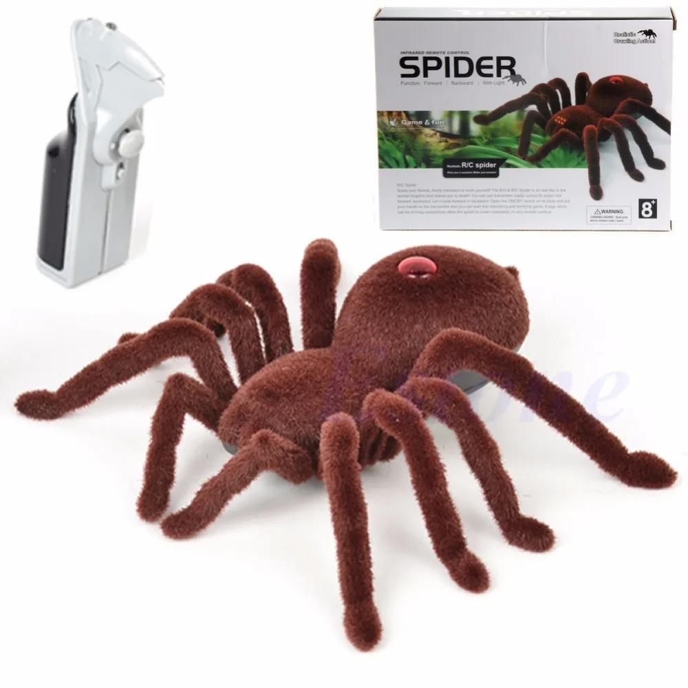 Remote Control Scary Creepy Soft Plush Spider Infrared RC Tarantula Toy Kid HOT 