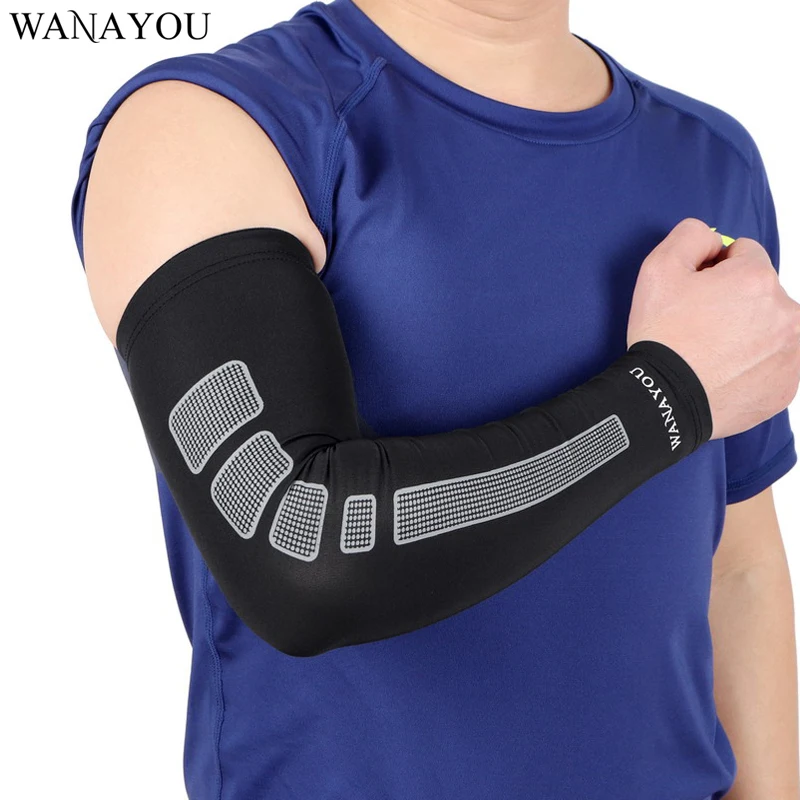 

WANAYOU 1PCS Antiskid Silicone Cycling Arm Sleeves Basketball Armband Sport Elbow Wrist Men Women Anti-UV Cuff Arm Warmer