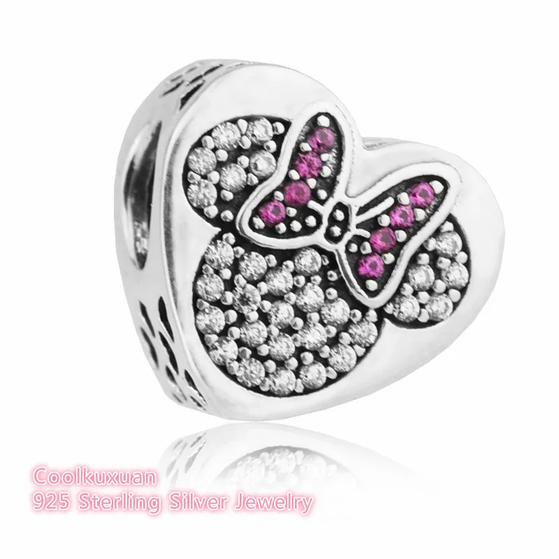 

2019 Valentine's Day 925 Sterling Silver D-isney Mickey & Minnie True Love Charms Bead Fits Pandora Bracelets Diy Jewelry