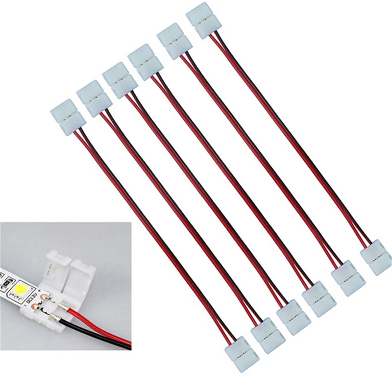 10 шт./лот PCB кабель 2 Pin светодиодные ленты разъемы 3528/5050 8 мм/10 мм ширина PCB ленты один цветной адаптер