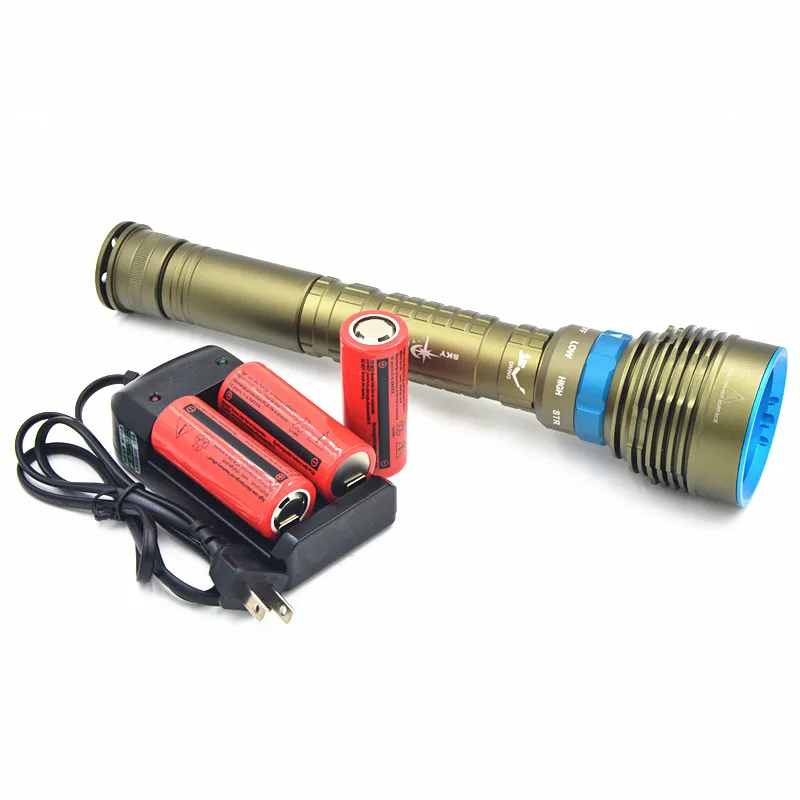 

NEW 7x XM-L2 LED 14000Lm Flashlight underwater diving Flashlight Torch With 4*26650 Battery + Charger