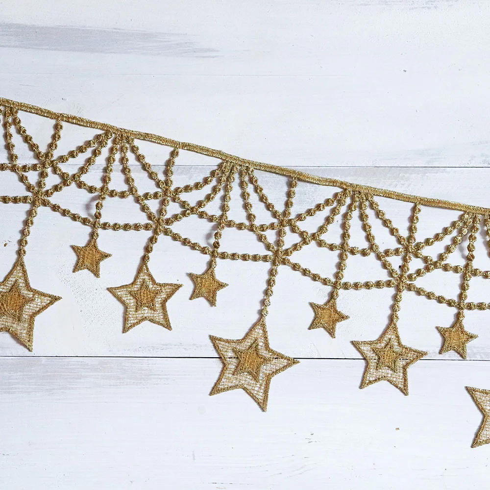 14,5 см широкие звезды золотые кисточки кружева бахрома Кружева отделка Лента костюм домашний текстиль Шторы Декор отделка Одежда Аксессуары для шитья