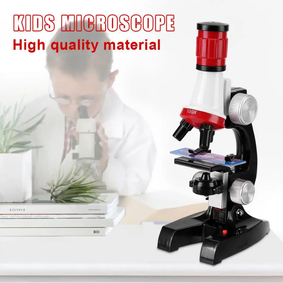  Microscope Kit Lab LED 100X-1200X Home School Educational Toy Science Teaching Biological Monocular - 32857477361