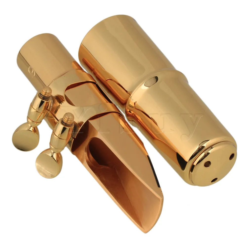 

Yibuy Gold Plastic 6# Saxophone Mouthpiece Kit Set for E-flat Alto Saxophone