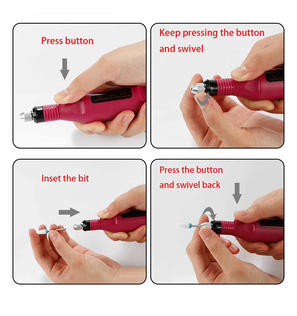 Электрический маникюр машина для ногтей Биты Набор фреза аппарат для маникюра дизайн ногтей файла дрель платных комплект фрезы
