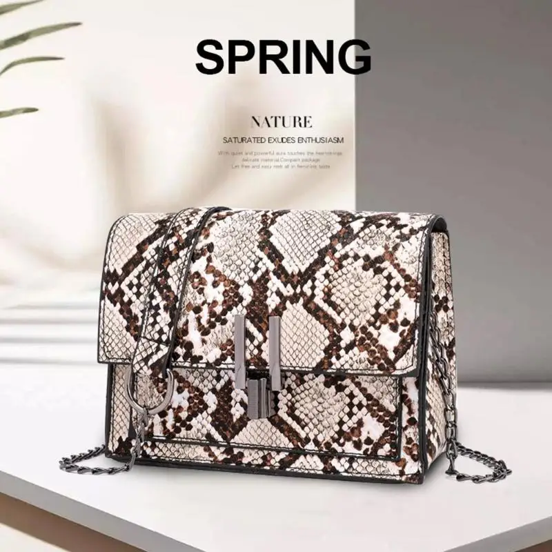 

Small Snake Print Shoulder Flap Handbags Women Leather Chain Crossbody Bags for Female Chain Messenger Bag 2019 Hot Selling