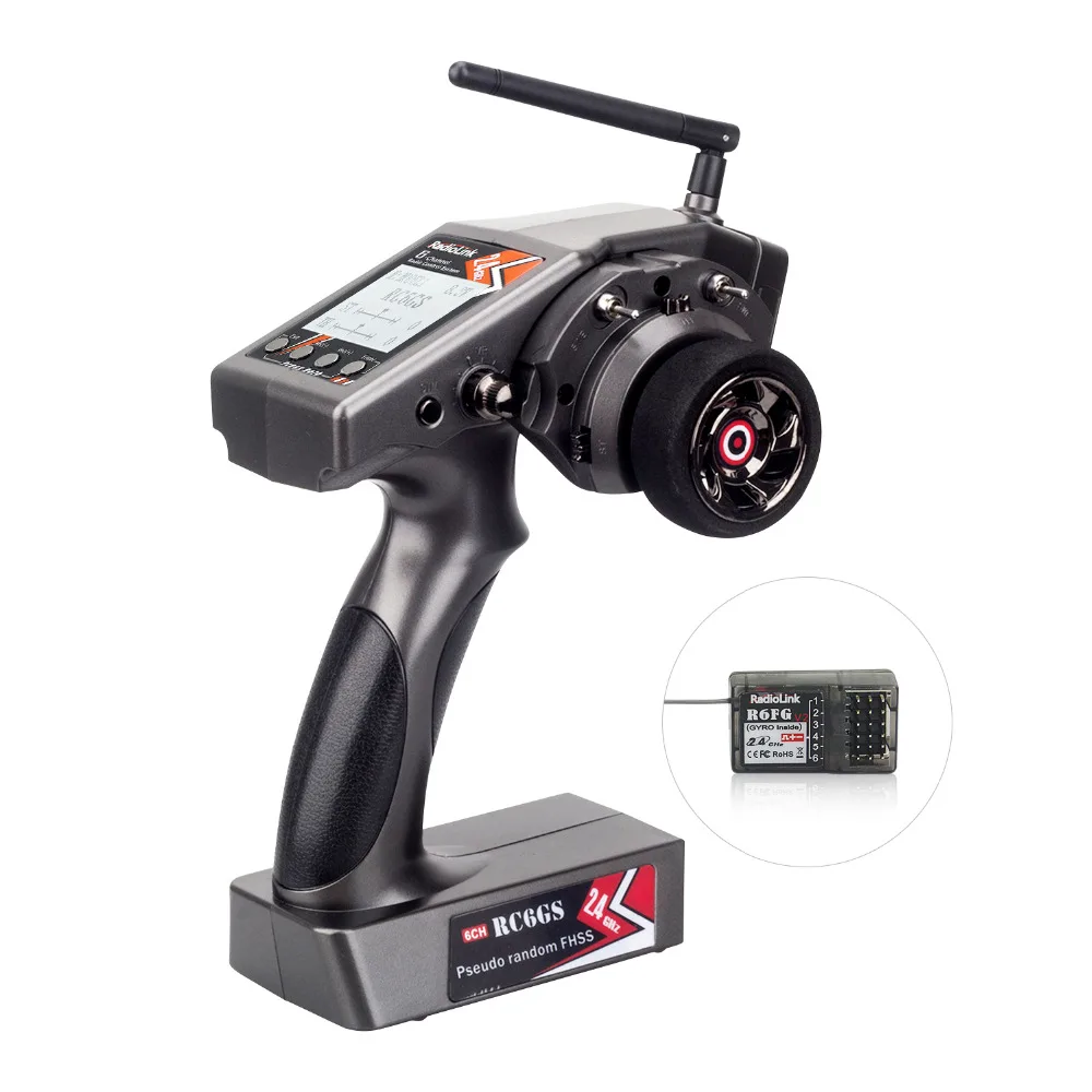 

Radiolink RC6GS 6CH RC Car Transmitter 2.4G with R6FG Gyro Inside Receiver Remote Controller for RC Crawler Cars Boats (600m)
