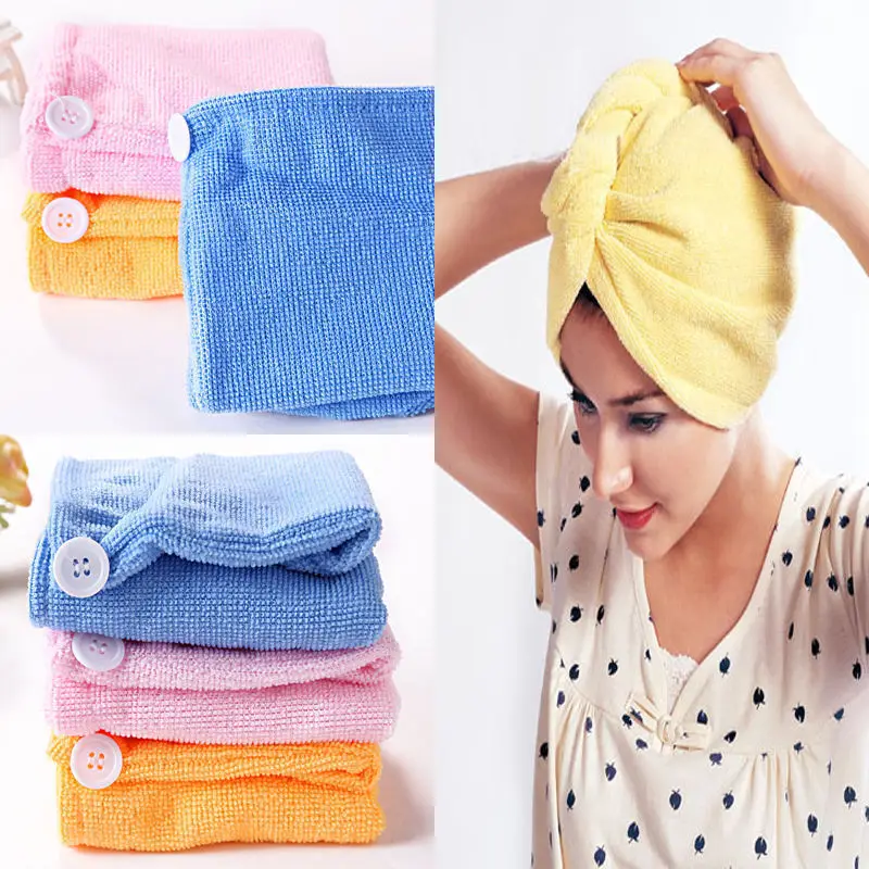 Bathrobe Shower-Caps Microfiber Random-Color for Women Hat Towel-Turban Hair-Wraps Absorbent