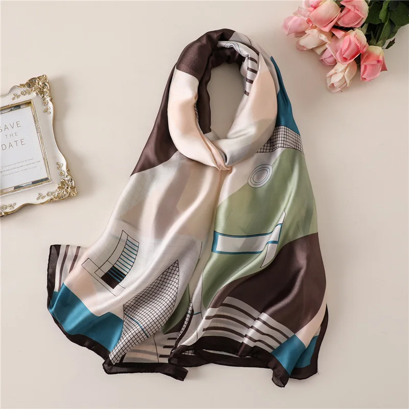

Fashion Silk Women Beach Scarf Design Print Pashmina Foulard Hijab Lady Shawl Wrap Scarves Bandana 2019 New