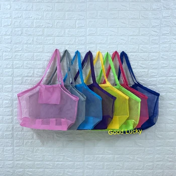 

10pcs/lot new arrival large beach bag monogram beach sand collection storage bag 8 colors mixed personalize kids seashell bag