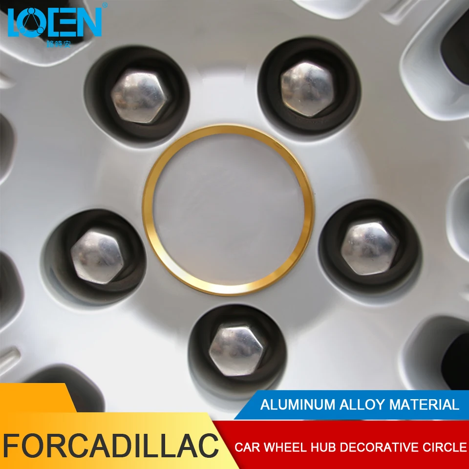 

LOEN 4PCS For Cadillac XT5 ATSL XTS SRX Aluminum Alloy Wheel Rim Sticker Ring Wheel Hub Center Decoration Circle Car Stickers