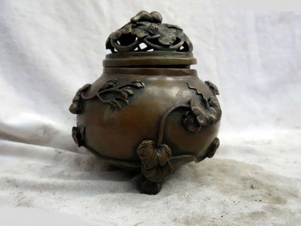 

DS DS China brass fine workmanship Buddhism Lagenaria siceraria incense burner censer
