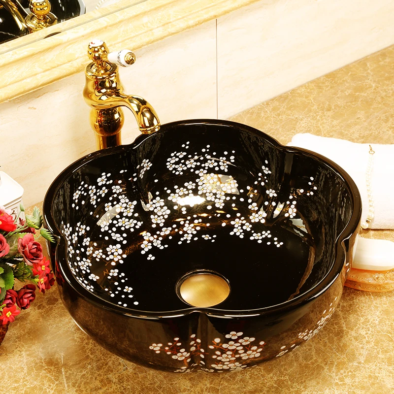 Black glazed porcelain bathroom vanity bathroom sink bowl countertop bathroom sink Ceramic wash basin Black glazed porcelain bathroom vanity bathroom sink bowl countertop bathroom sink Ceramic wash basin