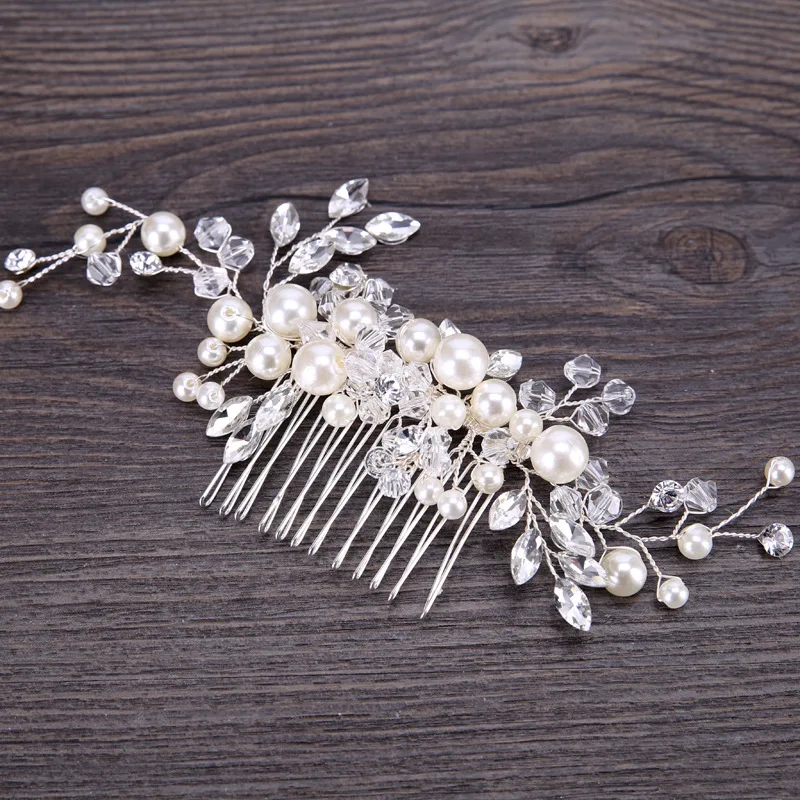 Women Hairpins Elegant Wedding Hair Combs for Bride Crystal Rhinestones Pearls Bridal Headpiece Hair Jewelry Accessories