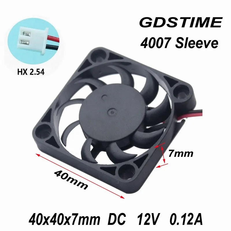 Gdstime 2 шт. 12 В 40 мм x 7 XH2.5- 2Pin 4007 бесщеточный DC вентилятор охлаждения ПК компьютерный