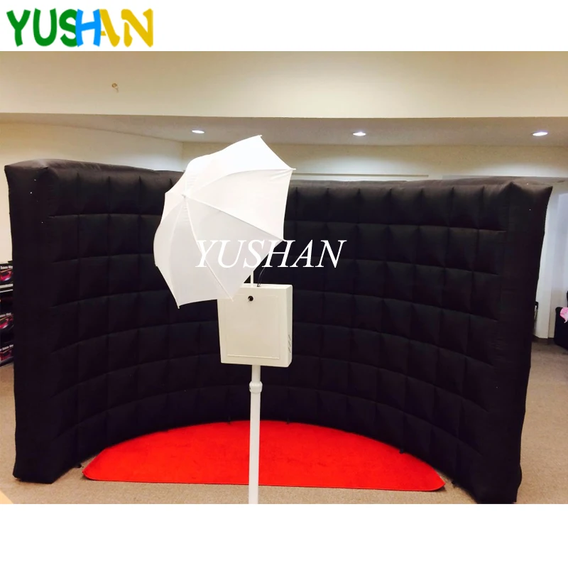  Custom foldable Whole black Inflatable Photo booth wall backdrop No LED lights Portable Wall photo 