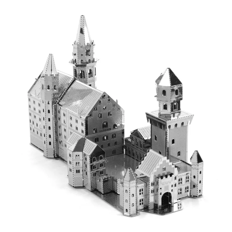 

3D Metal Puzzle Famous Building For New Swan Stone Castle Model Assemble Kits Puzzle Laser Cut Jigsaw Toys for Beginner