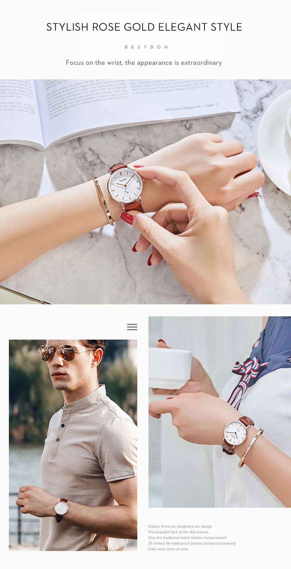 Bestdon для мужчин кварцевые часы Ultra Slim женщин наручные водостойкие японский двигаться t пара кожаный ремешок лучший бренд класса люкс 2019