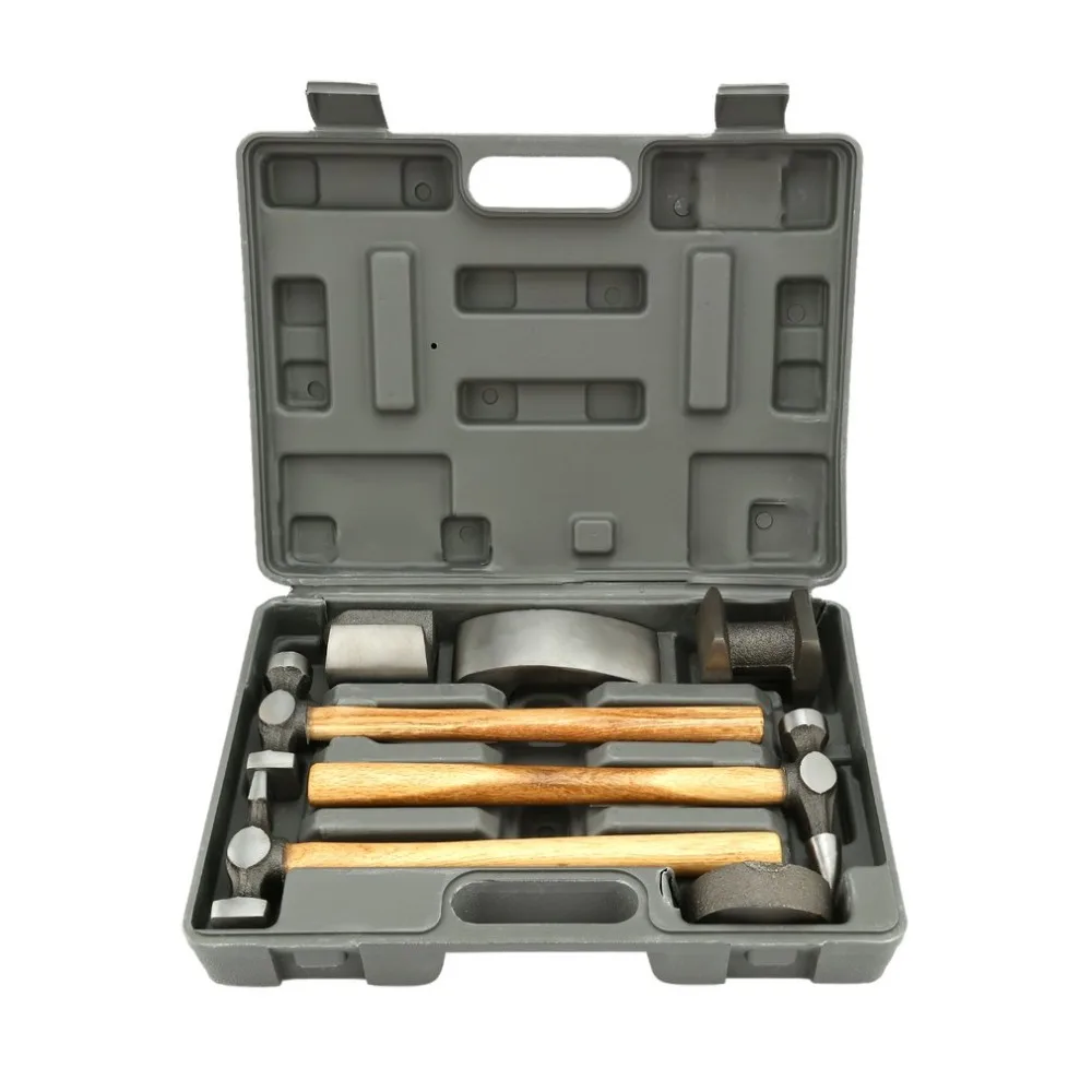 

7 Pcs/Set Dent Repair Tool Denture Hammer Set with Carrying Box Bump Tool Car Bodywork Sheet Metal Portable Durable Tools Kit