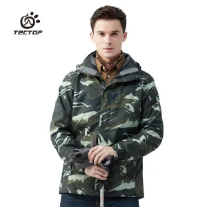 

Tectop outdoor men Women shell+Liner Two pieces set thermal waterproof windproof hiking camping printing camouflage jacket coat