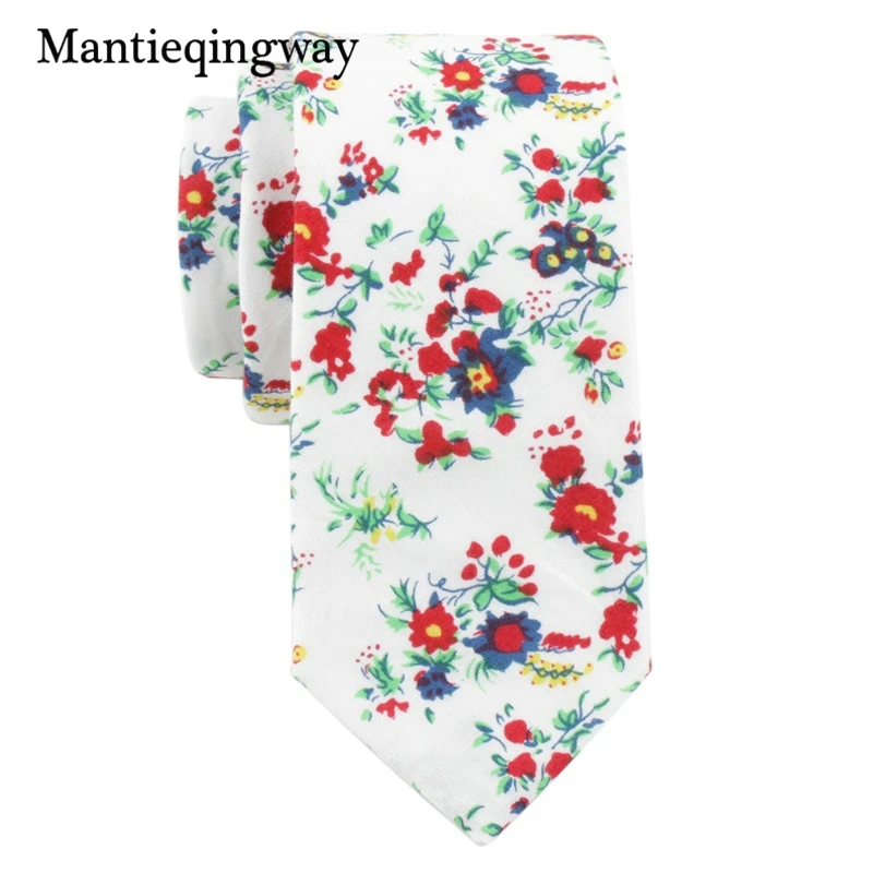 Mantieqingway 6 см с цветочным принтом галстуков для Для мужчин хлопок Ti Узкие галстуки Тонкий Галстуки Бизнес Повседневное мужской галстук