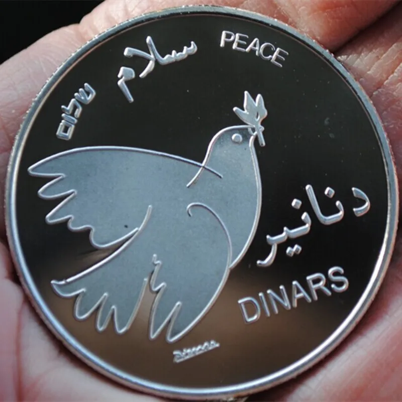 

3 pcs The Peace Pigeon bird Palestine Dinars badge silver plated badge 40 mm banner souvenir decoration coin