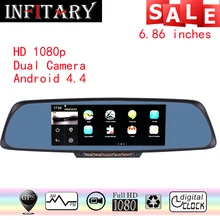 7 Car DVR 6.86″Touch screen navigator 1GB 16GB Android GPS Navigation Mirror Car DVR dual lens camera rear parking WiFi FM