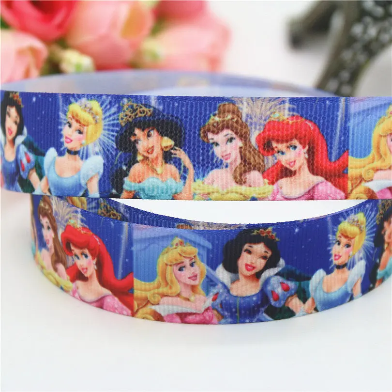 DHK 7/8 ''5 ярдов принцесса напечатаны grosgrain головные уборы с бабочкой волос лук diy вечерние украшения OEM 22 мм C1184