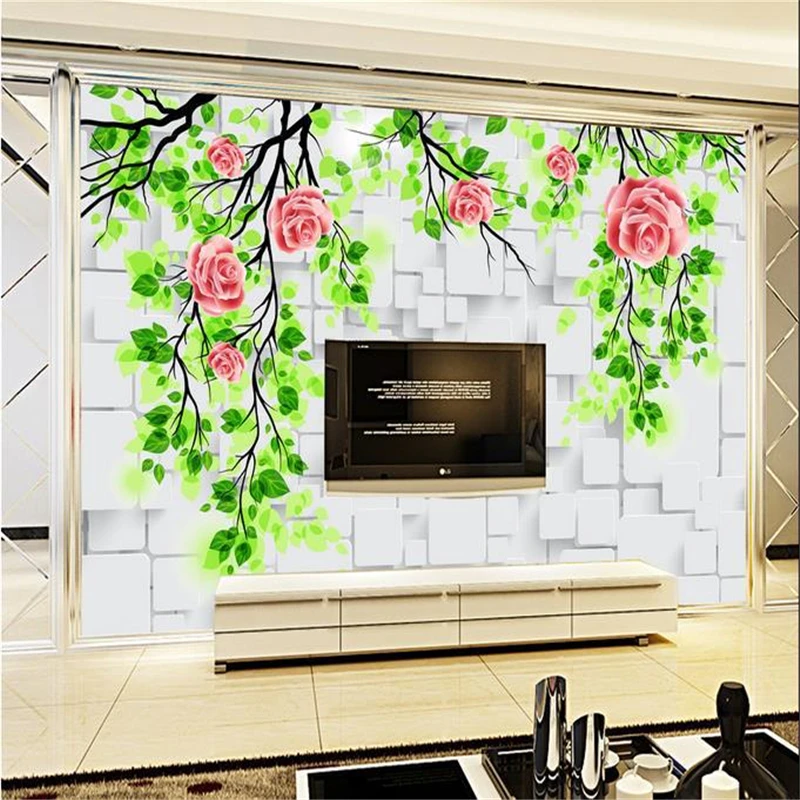 

3d HD rose murals Europe TV backdrop brick wallpaper living room bedroom murals wall paper wallpaper for walls 3 d