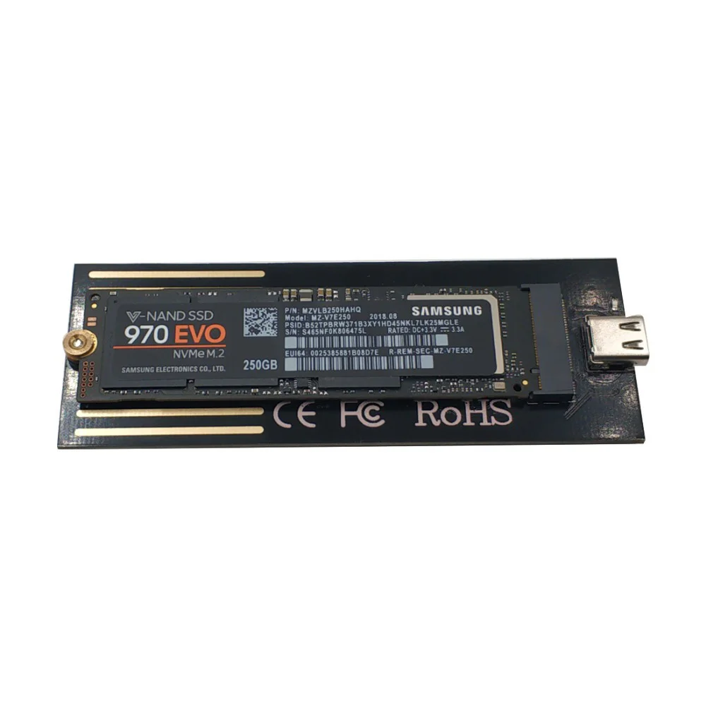 Серебристый алюминиевый чехол для жесткого диска USB3.1 к PCIE NVME M2 SSD корпус с кабелем
