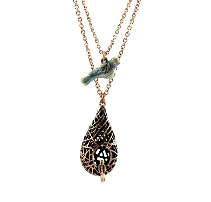 

Women's fashion jewelry accessories delicate and beautiful bird double necklace