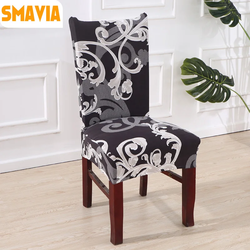 SMAVIA Modern Printed Dining Chair Cover Anti fouling Polyester Fabric