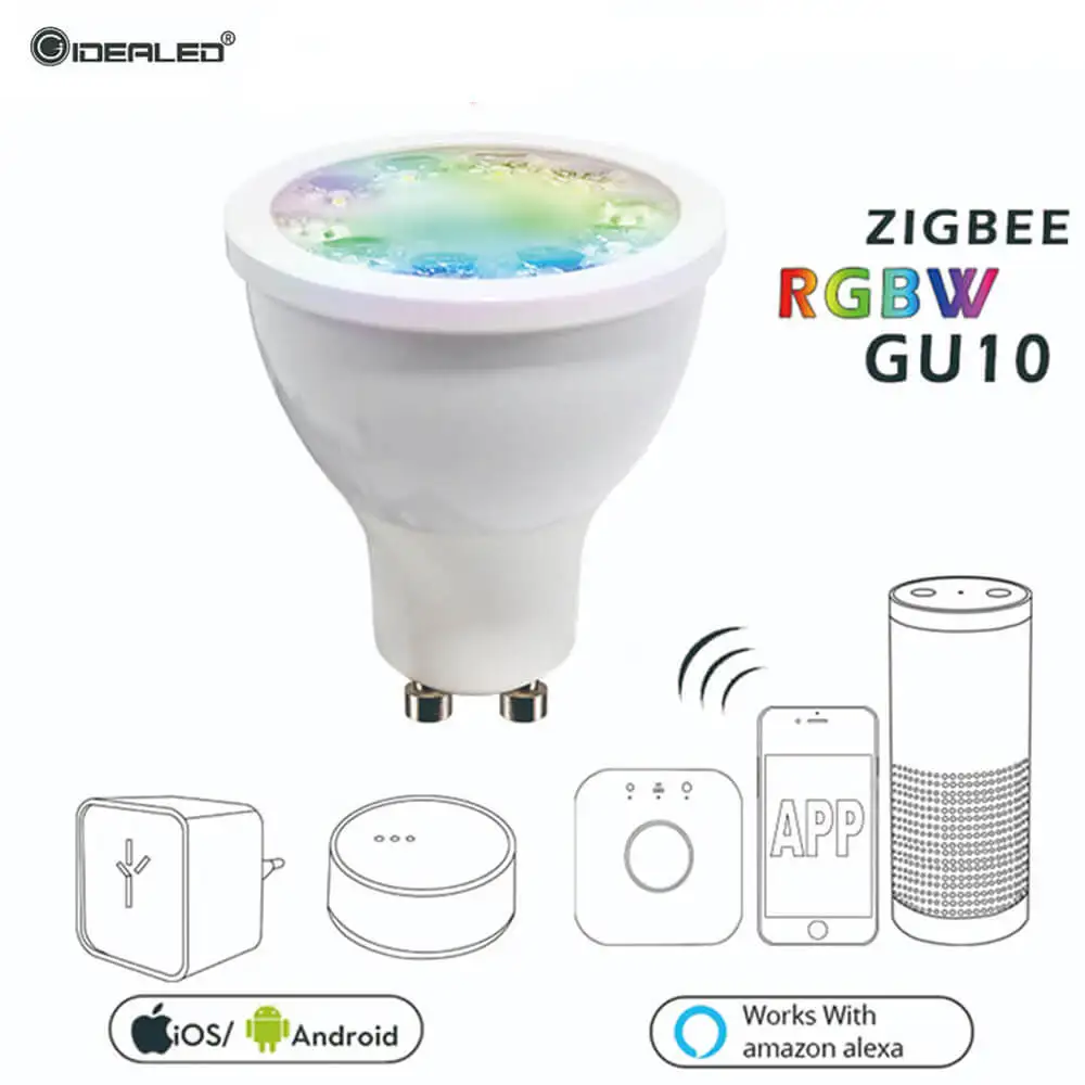 

Zigbee hub LED Dimmer GU10 RGBW Bulb LED Spotlight Bridge Smart AC100-240V LED Bulb Work With ECHO Plus APP Dimmable Light