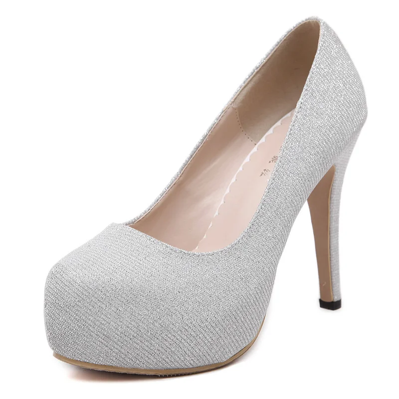 

Party Queen 11cm pointed toe super star large size high heels 5-12.5 -silver