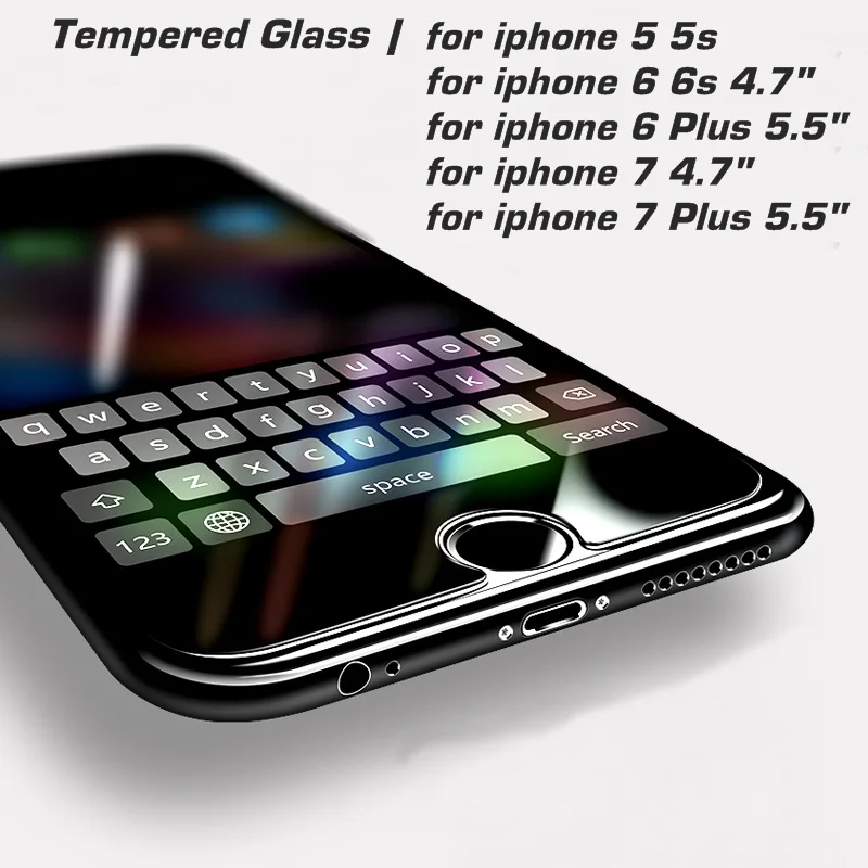Защитное стекло закаленное 9H для iPhone 5 4s 5c SE 6 6s Plus 7 | Мобильные телефоны и