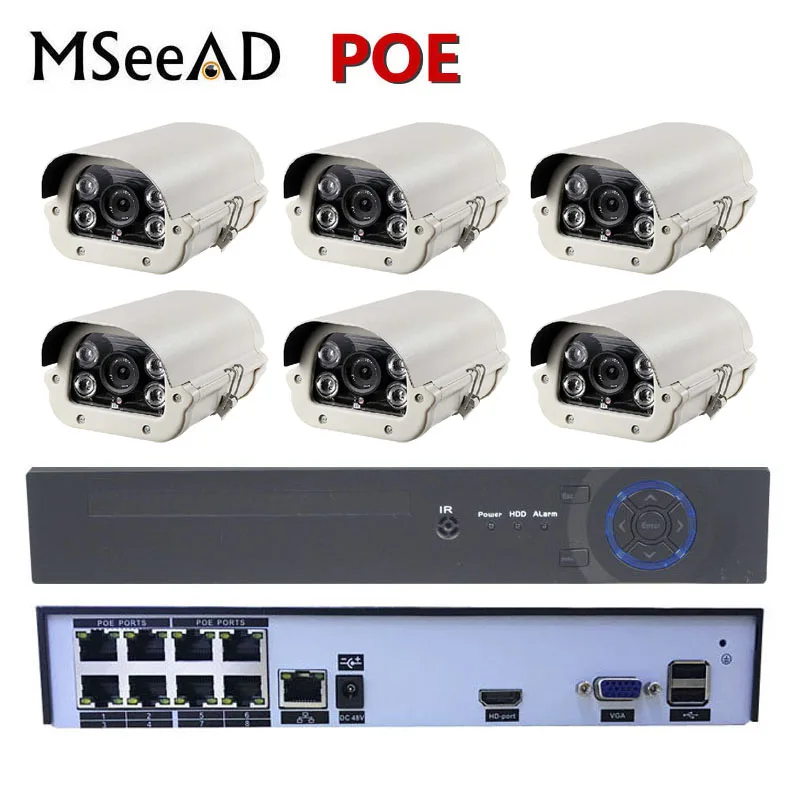 

8CH NVR 6 Camera 1080P 4MP POE CCTV camera System Kit 2MP Outdoor Waterproof IP Camera POE home security Video Surveillance set