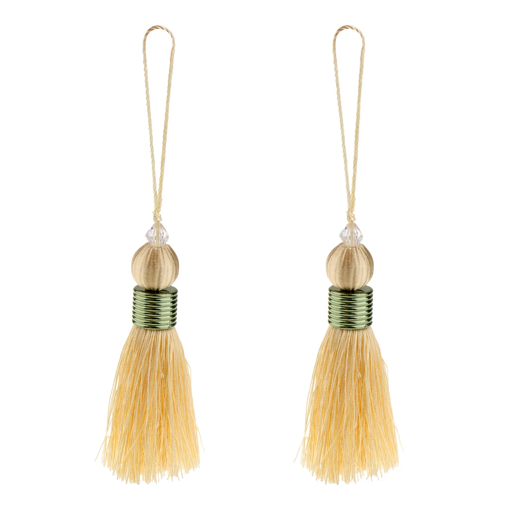 2Pcs Variety Colors Polyester Thread Tassel Charm Pendant Bag Chain Key Decoration Curtain Drapery Tassels Decor