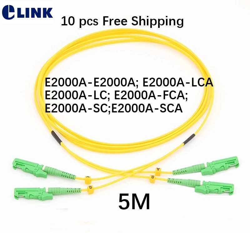 10 шт. 5 м E2000/APC волокна патч-корды SM Дуплекс LC ST SC FC UPC APC DX 9/125 Singlemode OS2 9/125um Бесплатная