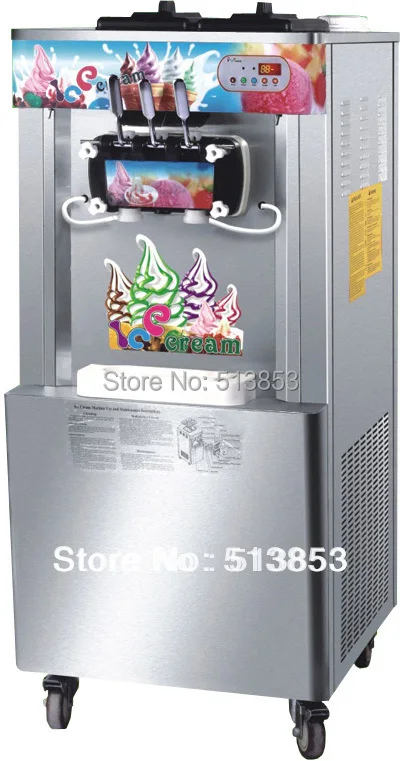 Stainless Steel,3 Heads, Ice cream output 32~35 liters/hour, Floor Standing Ice Cream Machine / Ice Cream Making Machine