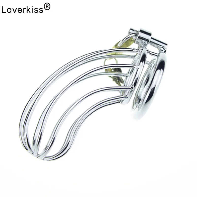 

Loverkiss Stainless Steel Male Chastity Device Penis Ring Cock Cage Virginity Lock Rings BdsM Sex Toys for Men 40mm/45mm/50mm