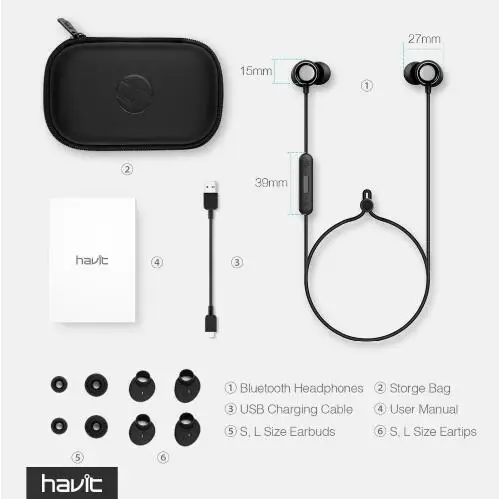 Оригинальные HAVIT i39 Bluetooth V4.2 Наушники Беспроводные спортивные Ephones