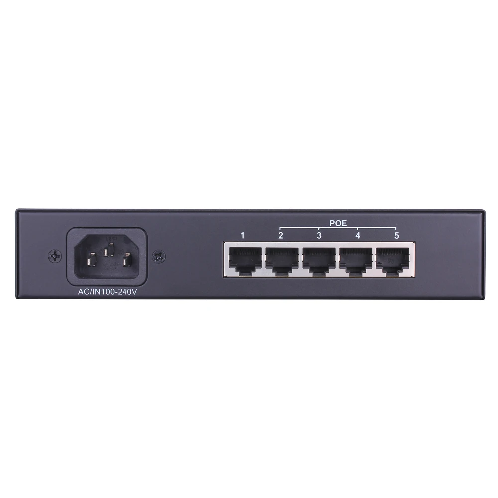 

1+4 Port 10/100Mbps PoE Switch Power over Ethernet IEEE802.3af 60W 48V for Cameras AP VoIP security home work