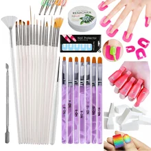 Набор кистей для дизайна ногтей, 7 шт., акриловые кисти для ногтей, инструмент для раскрашивания ногтей, пилочка для удаления лака для ногтей, гелевая краска, лента для забора