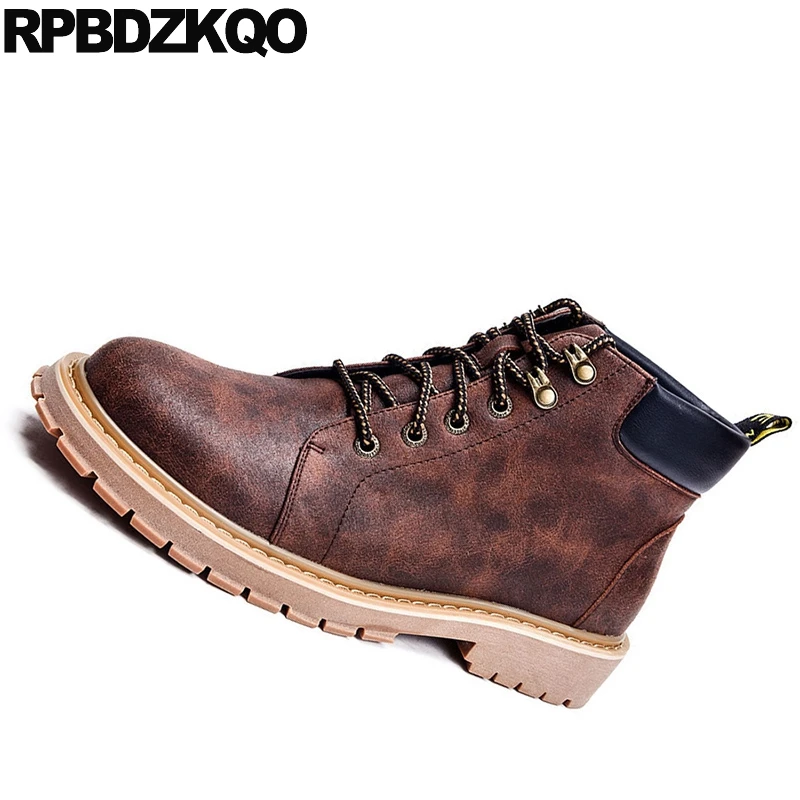 Chuteiras Confortável Yellow Fur Segurança Livre Estilo 2017 Cair brown Booties Topo Masculino brown Alto Ao Moda Tornozelo Amarrar Castanho Lined Plataforma cinza Britânico Calçado Curto Ar RUxrRtSqw