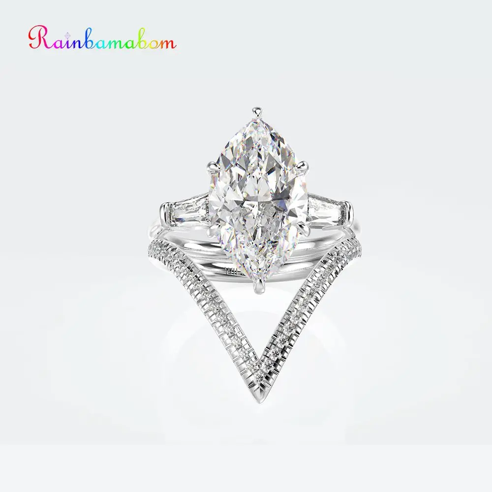 

Rainbamabom Vintage 925 Sterling Silver Mariquesa Created Moissanite Gemstone Wedding Engagement Couple Ring Jewelry Wholesale